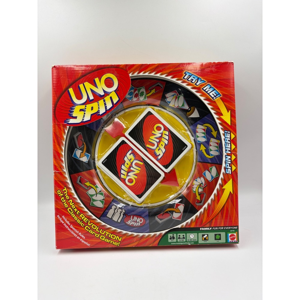 Mattel UNO Spin Card Game Good 2005 Edition Wheel & Cards J3719 Complete